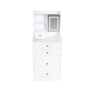 3 In 1 Dressing Table With LED Mirror & Storage Stool, Compact Makeup Vanity - White