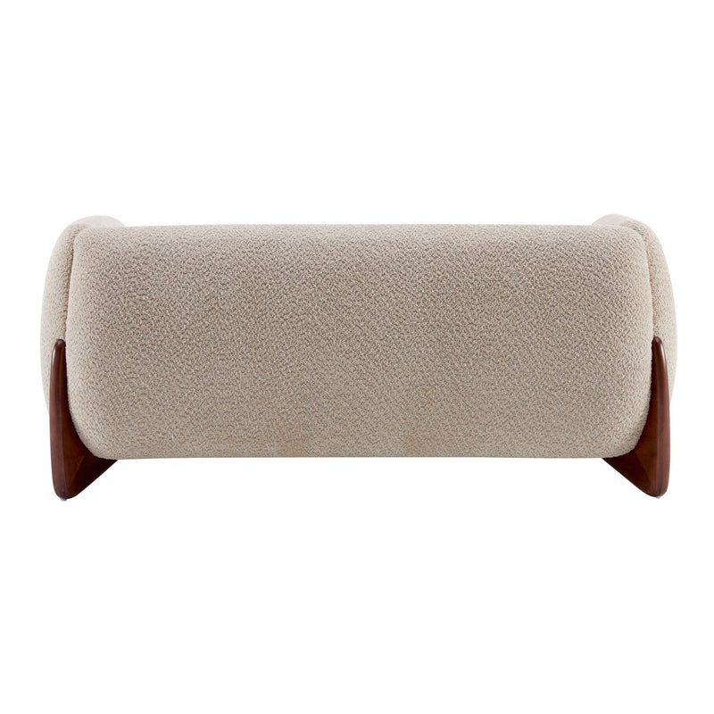 Contemporary Boucle Sherpa Sofa With Birch Wood Legs
