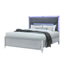 Laura - King Bed With Upholstered LED Headboard - Silver