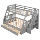 Bunk Bed With Drawers, Ladder And Storage Staircase
