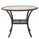 Outdoor Table With Woven Rattan Design - Brown