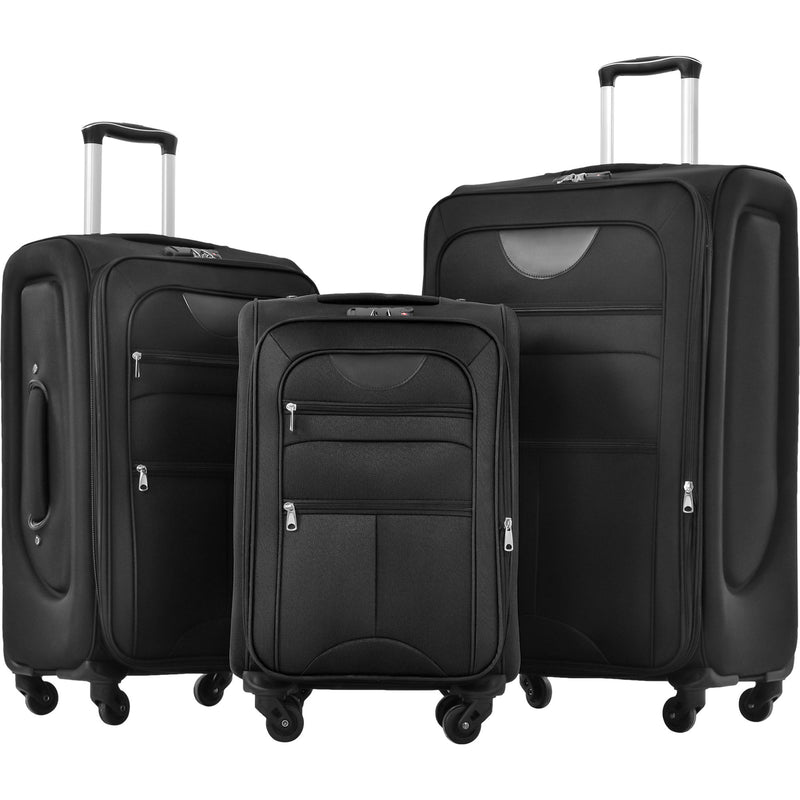 Softside Luggage Expandable 3 Piece Set Suitcase Upright Spinner Softshell Lightweight Luggage Travel Set