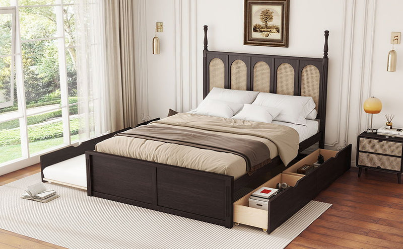 Platform Bed With With 2 Big Drawers With Trundle