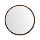 Hausen - Mid-Century Modern Round Accent Wall Mirror - Brown Walnut