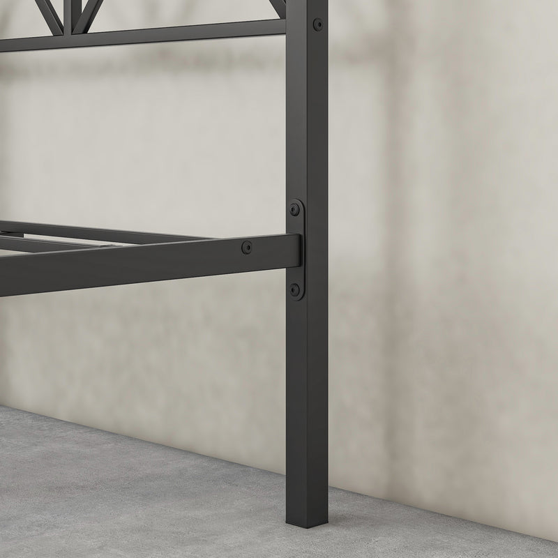 Metal Canopy Bed Frame, Platform Bed Frame Queen with X Shaped Frame Queen Black（same as W84034643）