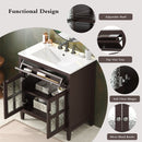 Bathroom Vanity With Ceramic Sink, Adjustable Shelf & Tip Out Tray