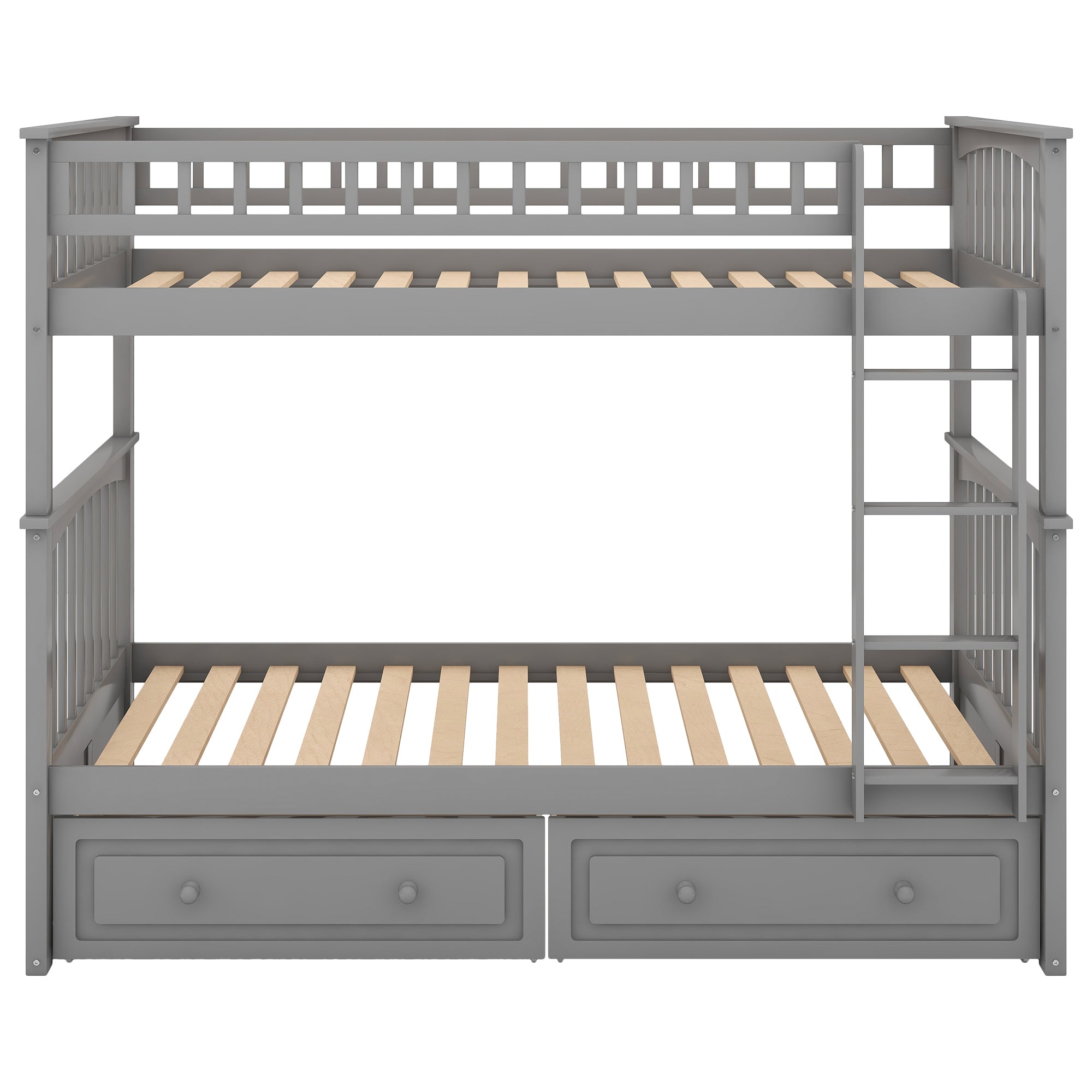 Twin over Twin Bunk Bed with Drawers, Convertible Beds, Gray(Old SKU: SM000240AAE-1) - Atlantic Fine Furniture Melbourne FL