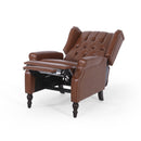 Upholstered Wingback Recliner With Nailhead Trim And Rolled Recessed Arms - Light Brown