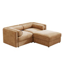 Contemporary Elegant White Chenille Sofa With Storage And Ottoman