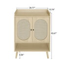 2 Door Shoe Rack, Freestanding, Modern Shoe Storage Cabinet, For Entryway - Natural