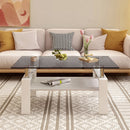 Modern Rectangular Coffee Table With Tempered Transparent Glass Top And Storage Shelf