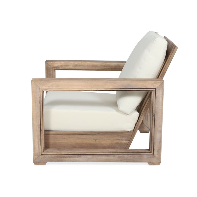 Outdoor Club Chair With Back And Seat Cushion - Brown