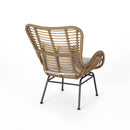 Modern Aesthetic Outdoor Rattan Accent Chair With Metal Legs