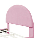 Full Size Upholstered Platform Bed with Classic Semi-circle Shaped headboard and Mental Legs, Velvet, Pink
