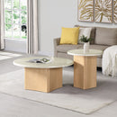 Qwin - End Table With Marble Top - Marble Top & Oak