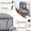 Electric Power Lift Recliner Chair, Fabric Recliner Chair, Home Theater Seating, Living Room Chair, Side Pocket, Remote Control - Light Gray