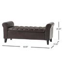 Hayes - Contemporary Armed Storage Bench With Button Tufting And Rolled Arms
