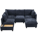 U-Shaped Sectional Modular Sofa With A Movable Ottoman, A Coffee Table With Hidden Charging Devices For Living Room