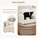 122.8" Convertible Modular Minimalist Sofa Free Combination 4 Seater Sofa Chenille Fabric Sectional sofa with 5 Pillows for Living Room, Office, Apartment, Small Space, Cream