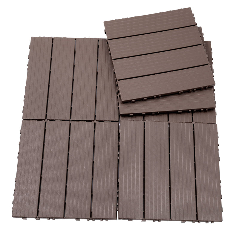 Plastic Interlocking Deck Tiles, Patio Flooring Outdoor Waterproof All Weather Use