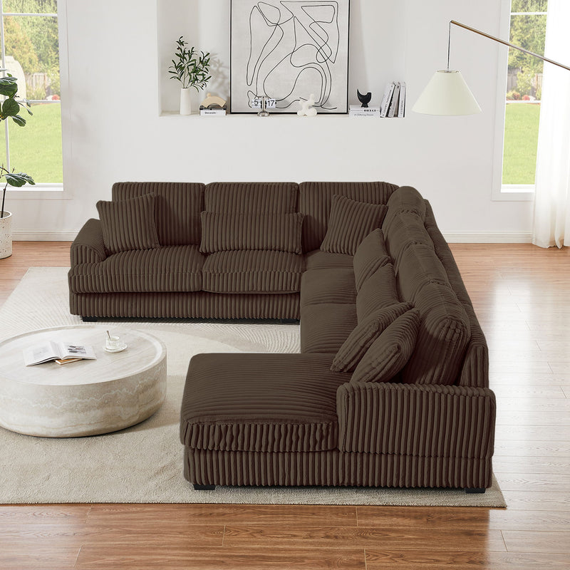 Oversized Sectional Sofa U - Shaped Sofa Couch Modern Sofa Upholstered In Soft Corduroy With A Chaise Lounge For Living Room