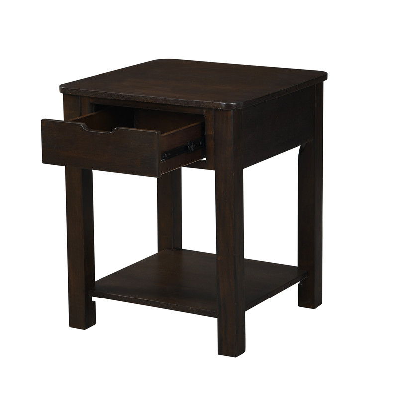 Flora - 20" MDF End Table With Drawer - Dark Brown