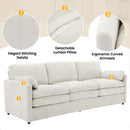 Cozy Upholstered 3 Seater Sofa Plush Cushion For Living Room
