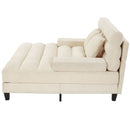 Chaise Bed Lounge Sofa Chair With Adjustable Backrest And LED Light Strip - Beige