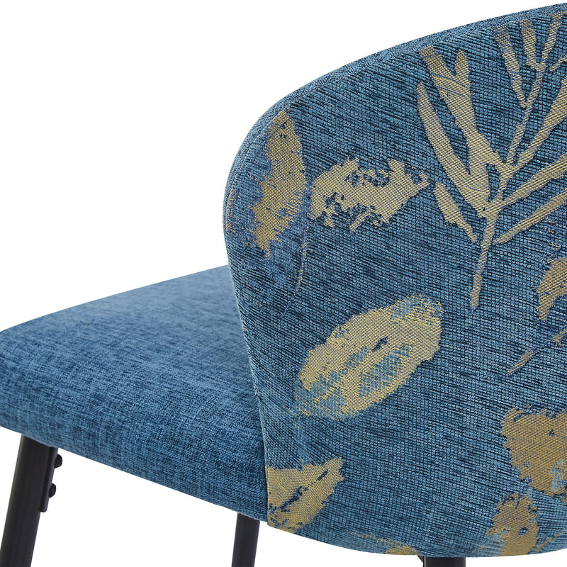 Counter Height Bar Stools (Set of 2), Jacquard Upholstered, Metal Footrest