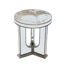 Round Table With Elegant Foral Design And Mirrored