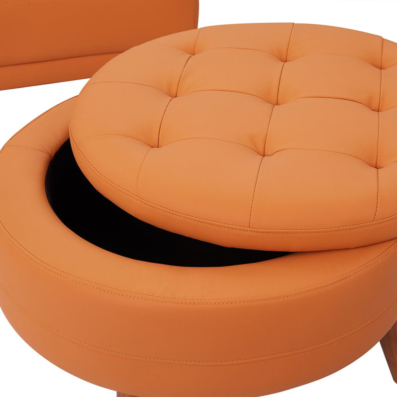 Contemporary Sofa Stylish Sofa Couch With A Round Storage Ottoman And Three Removable Pillows For Living Room