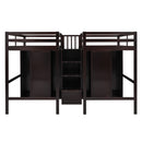Double Twin Loft Beds with Wardrobes and Staircase, Espresso