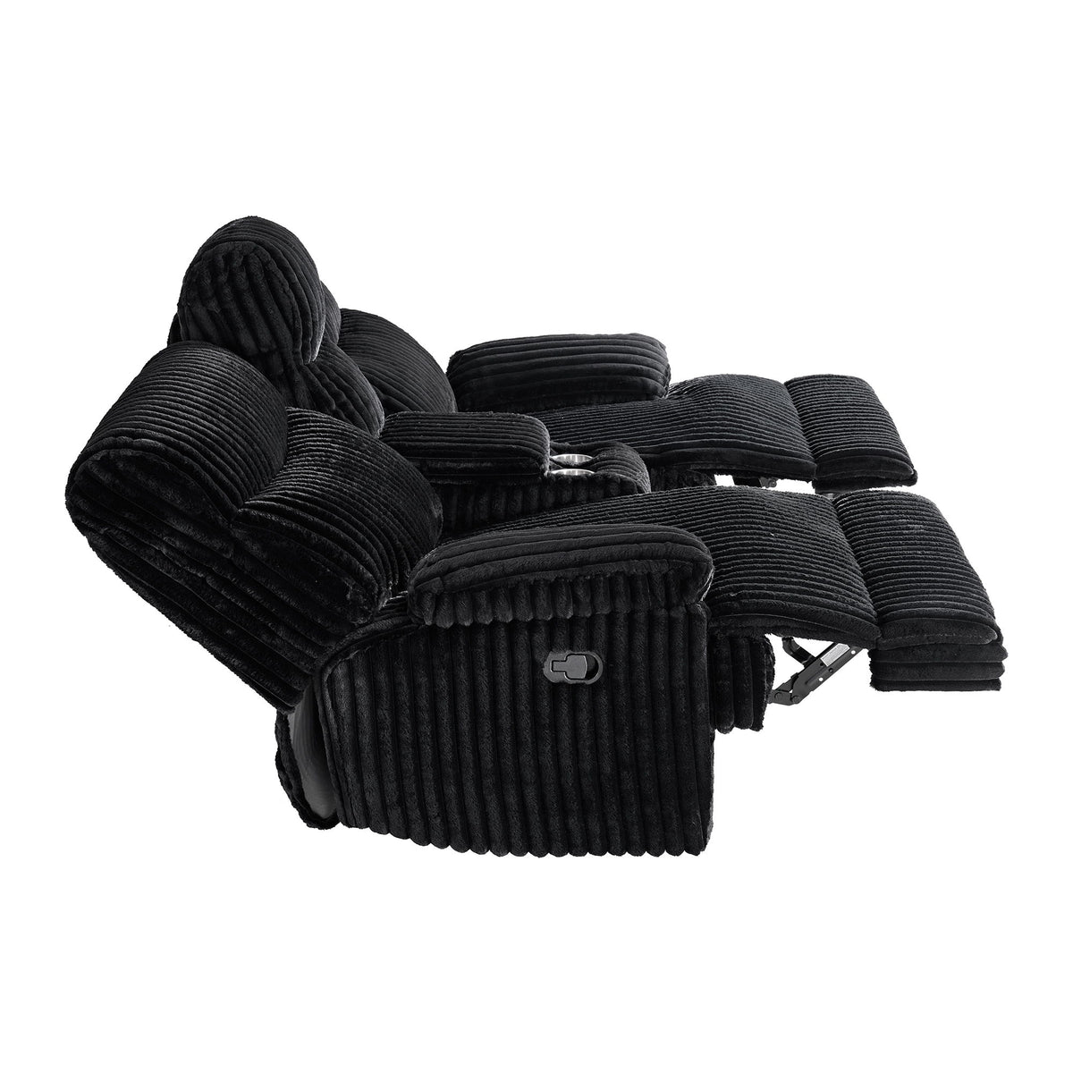Admiral Motion Loveseat With Console in Black by Elements International, view 4