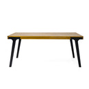Acacia Wood Patio Dining Table, 69"L Rectangle Outdoor Table - Teak / Black