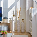 Floor Metal Vases Decorated Metal Vases (Set of 3) Gorgeous Home Decoration Large Glazed Metal Vases - White / Gold