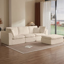 Cloud Sectional Couch, Convertible With Ottoman, 3 Seater Modular Design