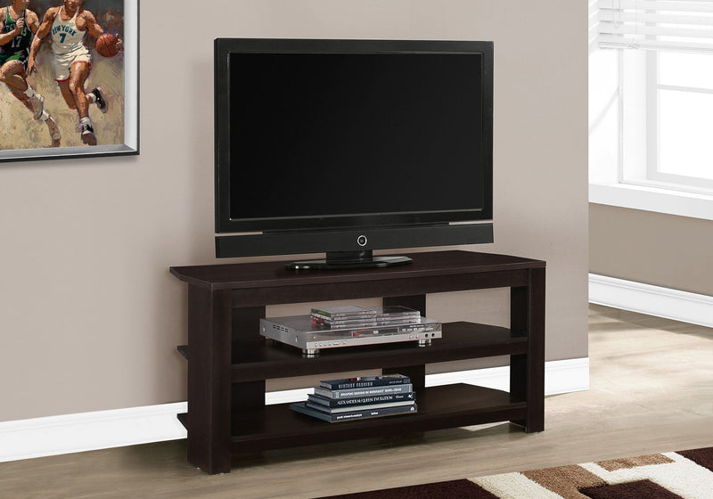 TV Stand, Console, Media Entertainment Center, Storage Shelves, Contemporary & Modern - Espresso