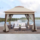 Outdoor Pop Up Gazebo Canopy With 2 Tier Soft Top And Removable Zipper Netting