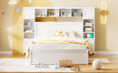 Bed With All In One Cabinet, Shelf And Sockets, Twin Long Trundle