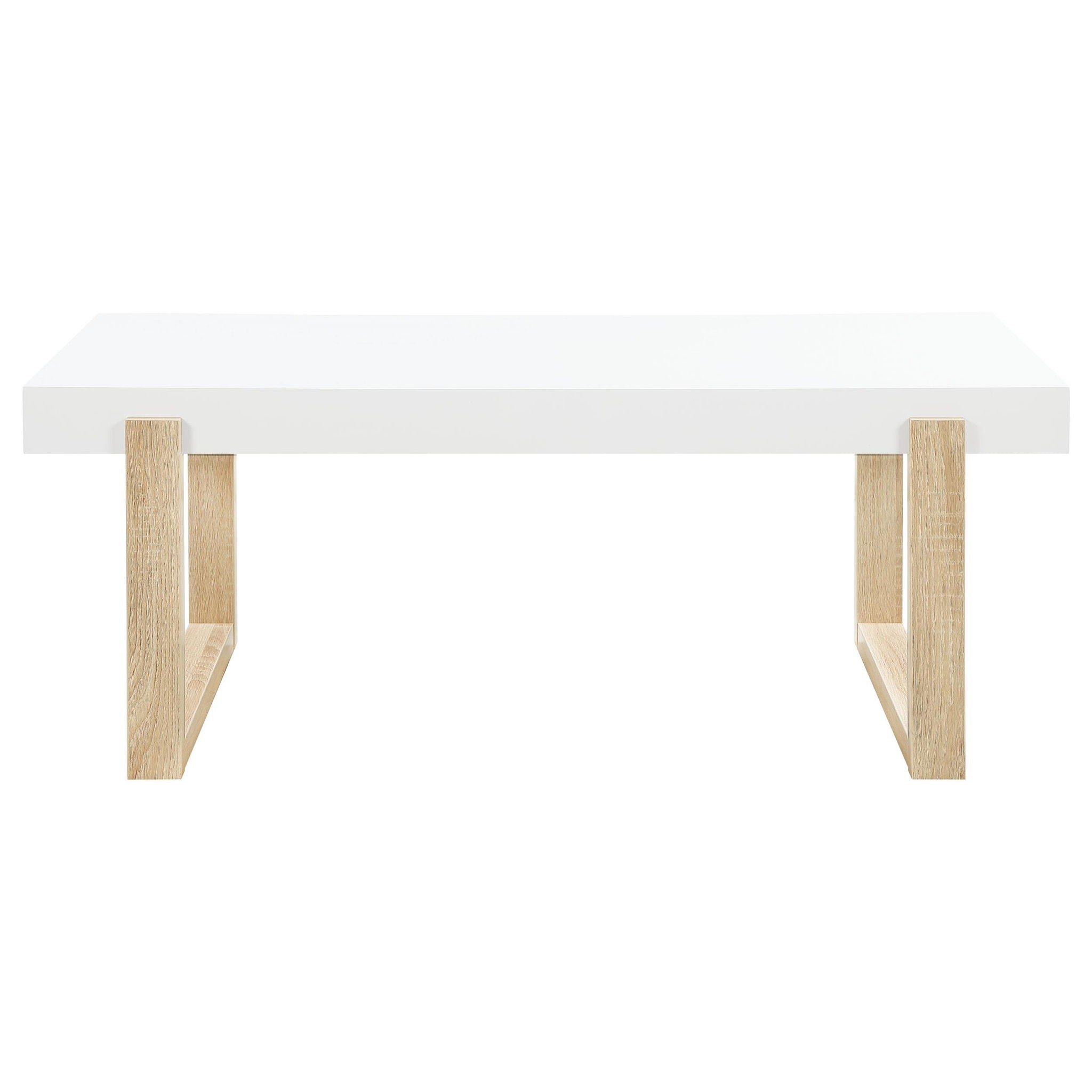 Pala Rectangular Coffee Table White High Gloss and Natural - Atlantic Fine Furniture Melbourne FL