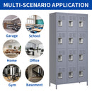 12 Door Lockers With Lock For Secure Storage Construction - Gray