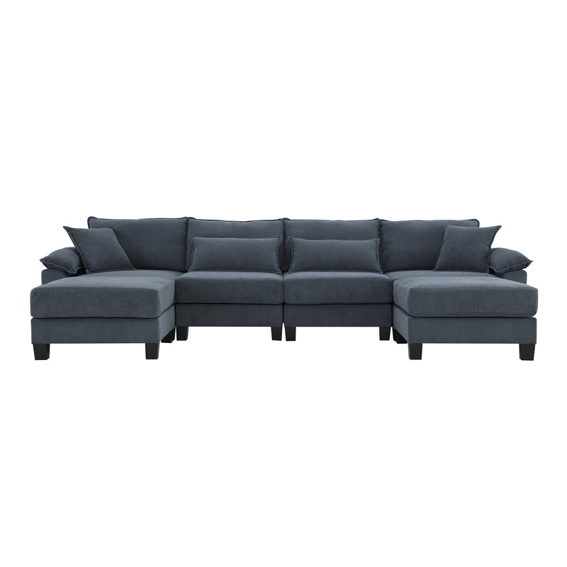 [VIDEO provided] [New] 133*65" Corduroy Modular Sectional Sofa,U Shaped Couch with Armrest Bags,6 Seat Freely Combinable Sofa Bed,Comfortable and Spacious Indoor Furniture for Living Room, 2 Colors