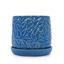 Ceramic Flowerpot, 7" Planter For Patio, Garden, Windowsill (Set of 2) - Antique Navy Blue