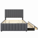 Upholstered Platform Bed With Twin Size Trundle And 3 Drawers