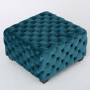 Unwind Upholstered Square Ottoman With Button Tufted Diamond Stitch - Teal