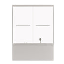 Double Sliding Bathtub Shower Door, Semi Frameless Bypass, 1 / 4" (6Mm) With Explosion - Proof Film, Adjustable Aluminum Alloy Frame