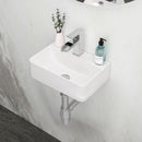 Ceramic Rectangle Wall Mount Bathroom Sink With Single Faucet Hole