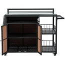 Outdoor Kitchen Island With Storage, Cooking Station, Grill Cart, Foldable Tabletop, And Bottle Opener - Dark Brown