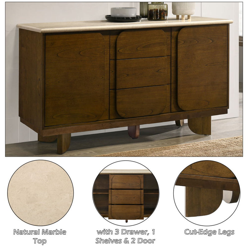 Kasha - Server With Marble Top Top - Vintage Oak