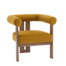 Modern Upholstered Round Arm Accent Chair With Velvet Upholstery